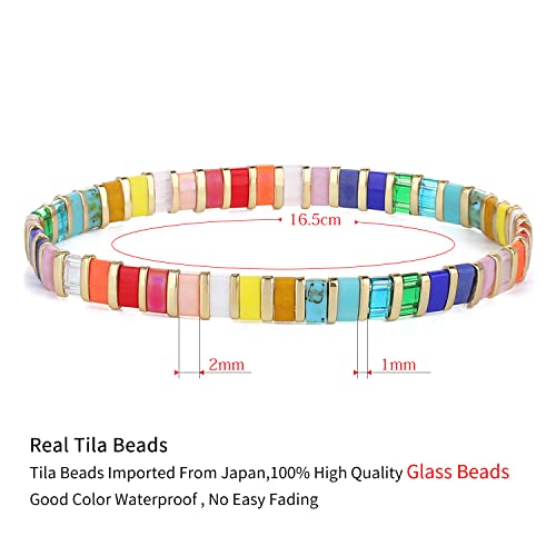 KELITCH Handmade Colorful Tila Beaded Bracelets