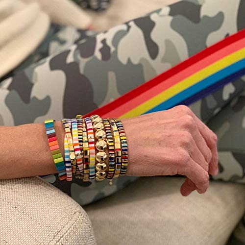 KELITCH Handmade Colorful Tila Beaded Bracelets