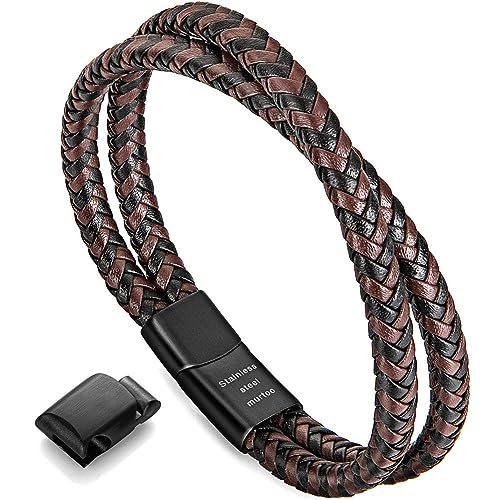 Men's Braided Leather Bracelet in Brown and Black