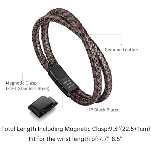 Men's Braided Leather Bracelet in Brown and Black