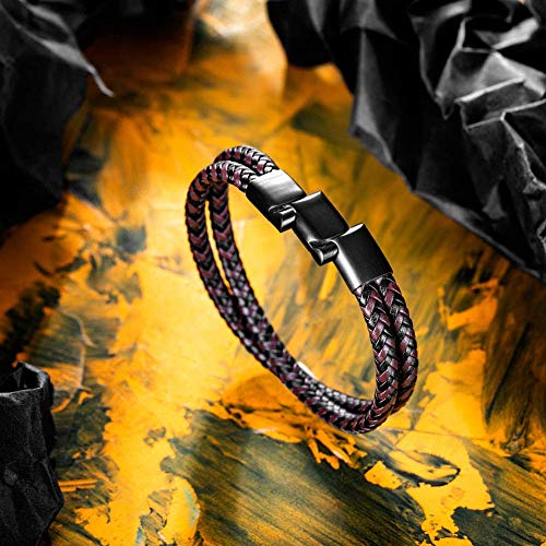Men's Braided Leather Bracelet in Brown and Black