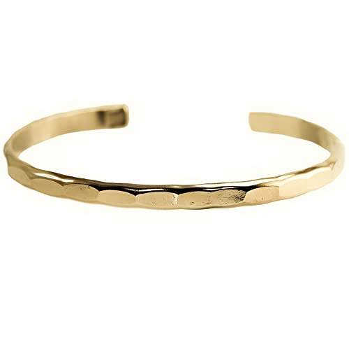 14K Gold Hammered Cuff Bracelet for Women