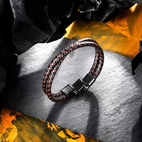 Men's Braided Leather Bracelet in Brown and Black