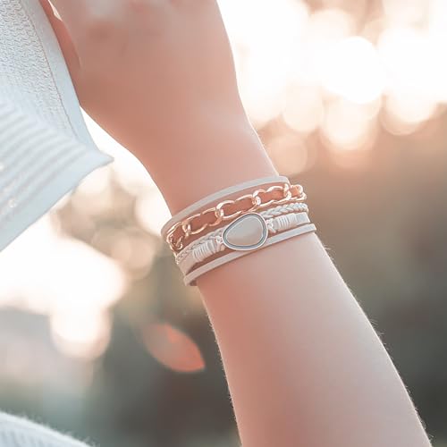 Boho Leather Wrap Bracelet Stack for Women