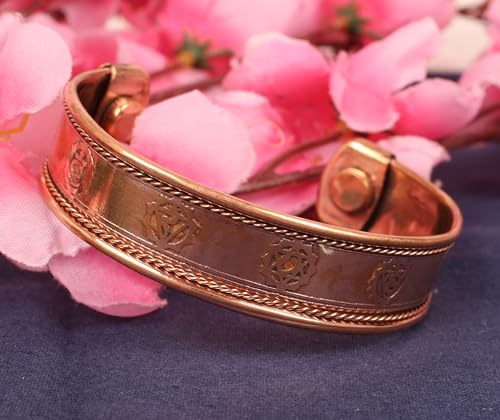 Embroidered Om Mandala Copper Magnetic Bracelet