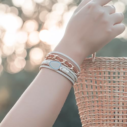 Boho Leather Wrap Bracelet Stack for Women