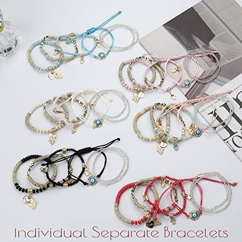 Bohemian Multilayer Evil Eye Bead Bracelets Set