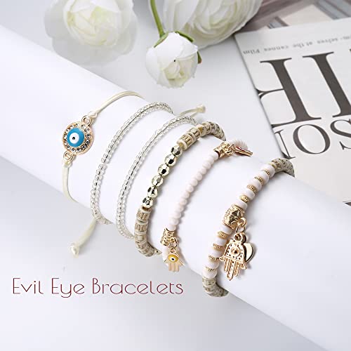 Bohemian Multilayer Evil Eye Bead Bracelets Set