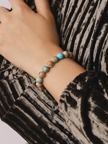 Turquoise Boho Elastic Beaded Bracelet for Women