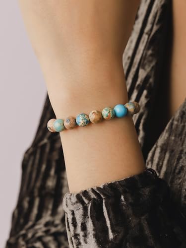 Turquoise Boho Elastic Beaded Bracelet for Women