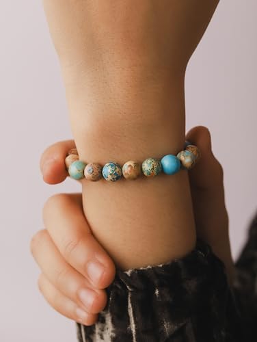 Turquoise Boho Elastic Beaded Bracelet for Women