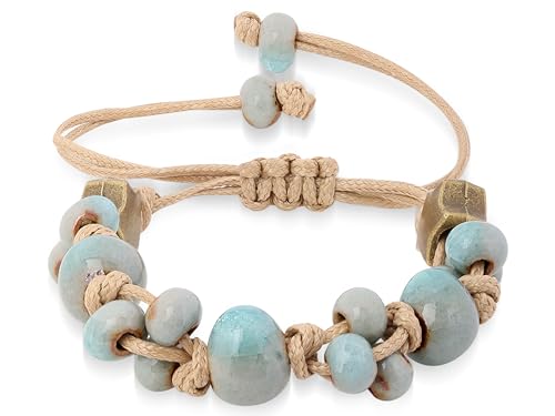 Bohemian Turquoise Ceramic Braided Bracelet for Women