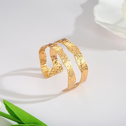 Elegant Double-Layer Gold Cuff Bracelet for Women