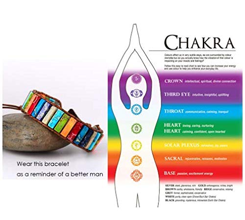 Handmade Bohemian 7 Chakra Leather Wrap Bracelet