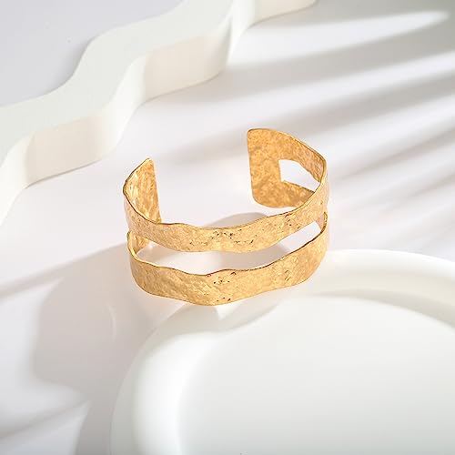 Elegant Double-Layer Gold Cuff Bracelet for Women