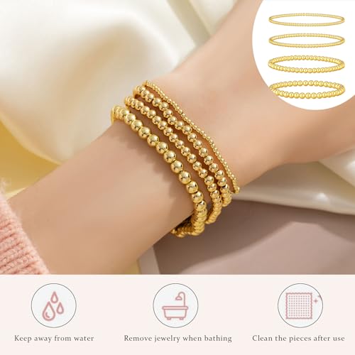 Elegant 14K Gold Beaded Bracelets for Women