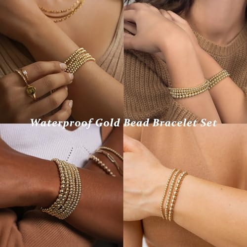 Elegant 14K Gold Beaded Bracelets for Women