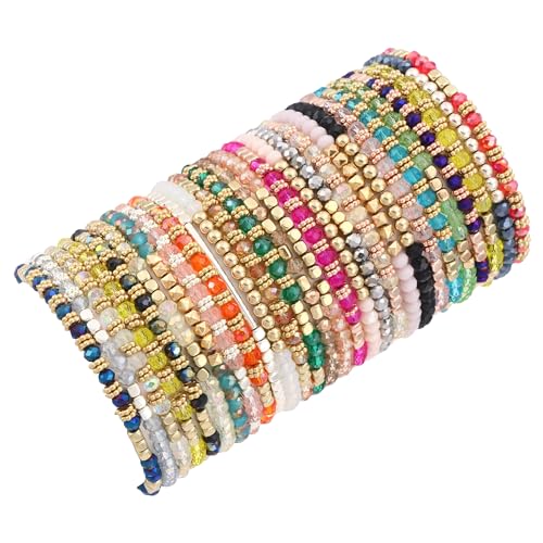 28Pcs Boho Beaded Stackable Moroccan Bracelets