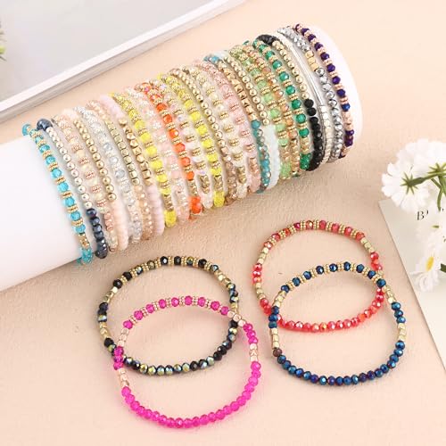28Pcs Boho Beaded Stackable Moroccan Bracelets
