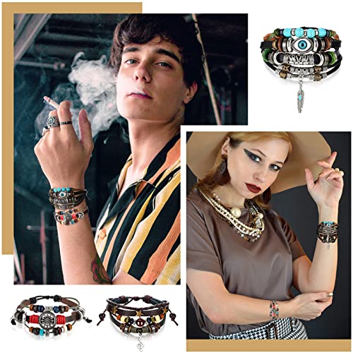 Multilayer Boho Woven Leather Bracelets Set