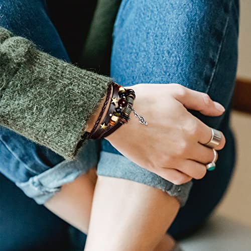 Multilayer Boho Woven Leather Bracelets Set