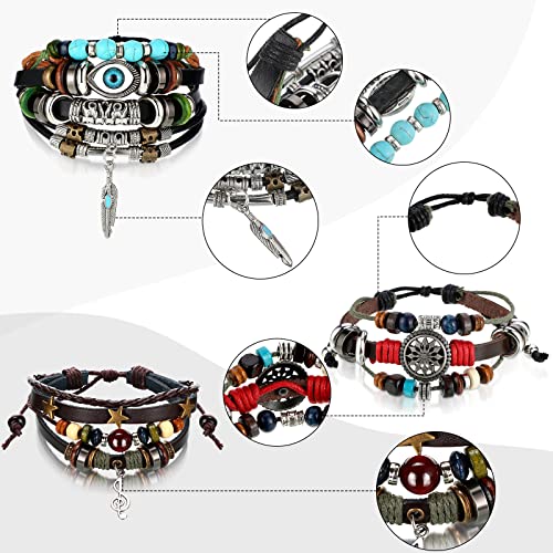 Multilayer Boho Woven Leather Bracelets Set