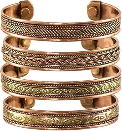 Handmade Pure Copper Tibetan Bracelets Set of 4