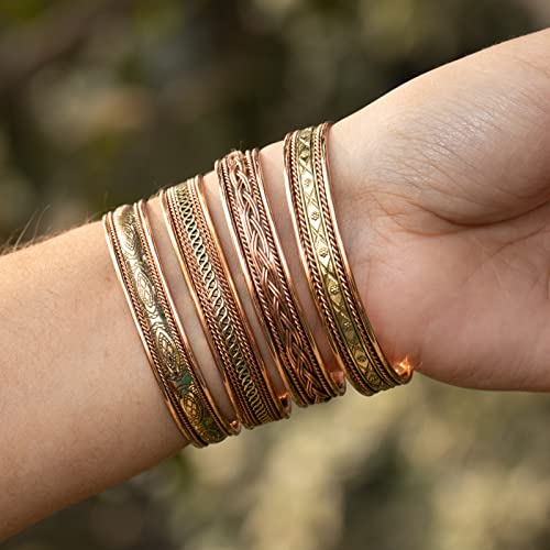 Handmade Pure Copper Tibetan Bracelets Set of 4