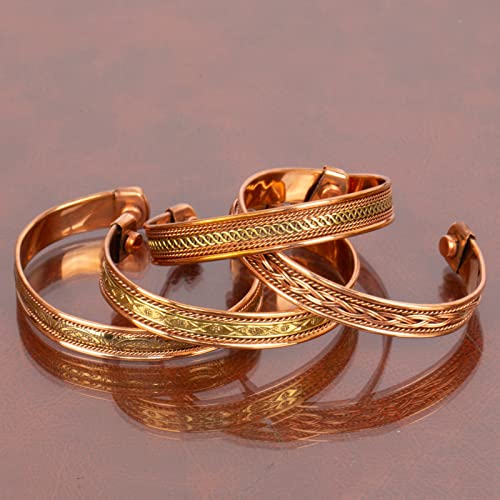 Handmade Pure Copper Tibetan Bracelets Set of 4
