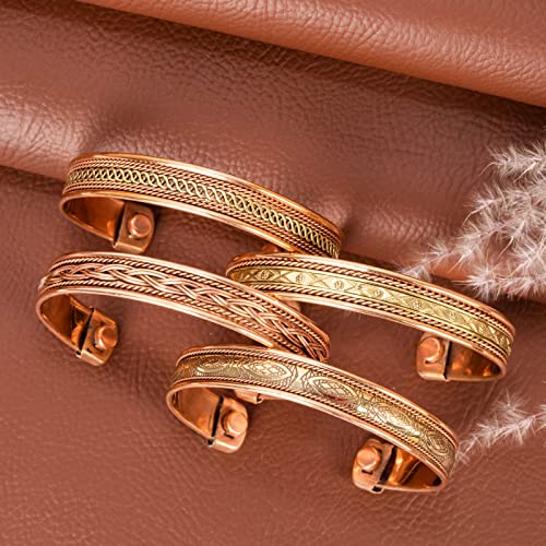Handmade Pure Copper Tibetan Bracelets Set of 4