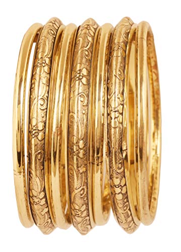 Antique Gold Tone Set of 7 Indian Bangles