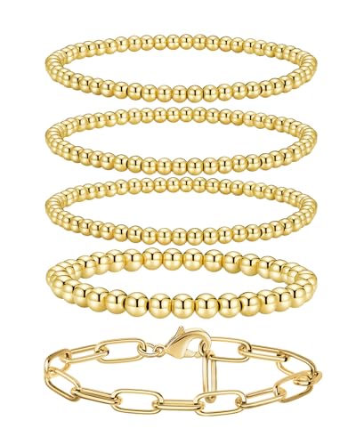 Gold Plated Beaded Bracelet Set for Women