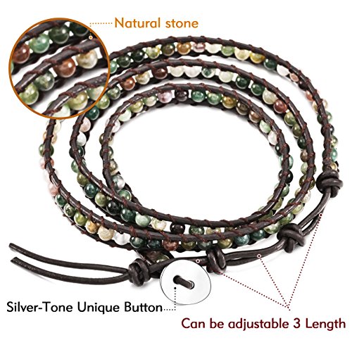 Handmade Moroccan Leather & Gemstone Layered Bracelets