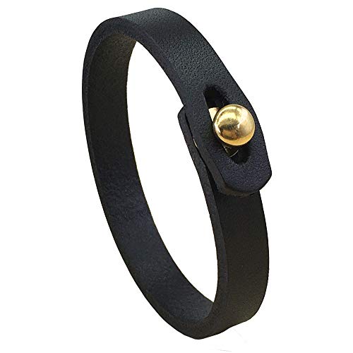 Handmade Black Leather Cuff Bracelet for Men