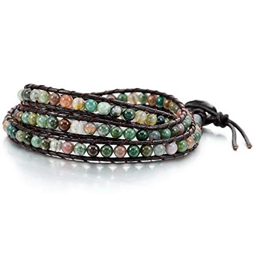 Handmade Moroccan Leather & Gemstone Layered Bracelets