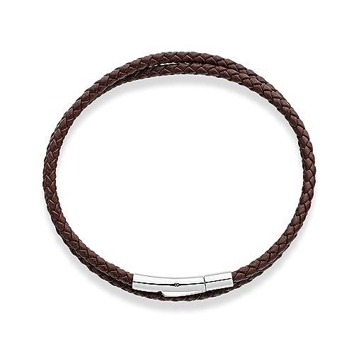 Miabella Braided Leather Double Wrap Bracelet - Brown