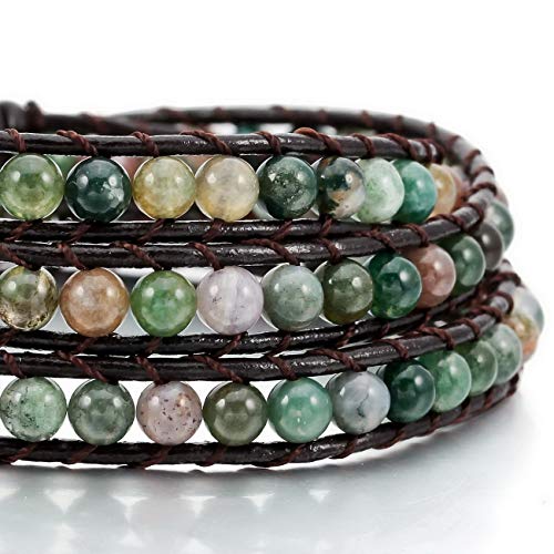 Handmade Moroccan Leather & Gemstone Layered Bracelets