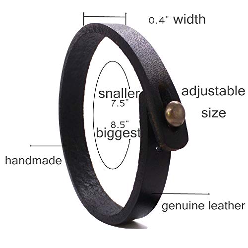 Handmade Black Leather Cuff Bracelet for Men