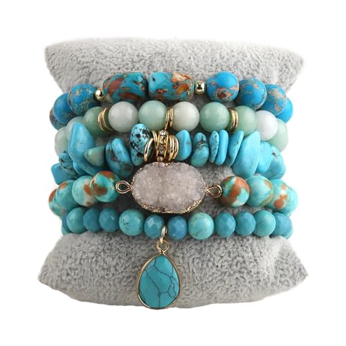Boho Multilayer Natural Gemstone Bracelets Set