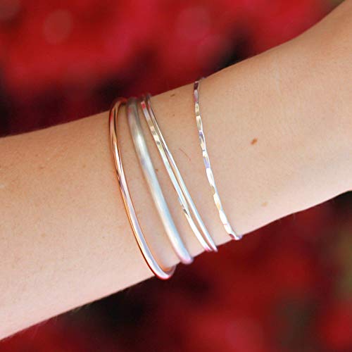 Delicate Hammered Sterling Silver Stacking Bracelet