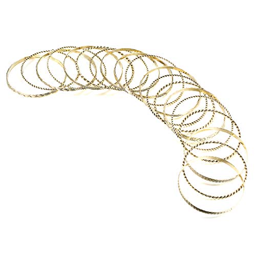 Antique Gold Flower Mixed Metal Bangle Bracelet Set