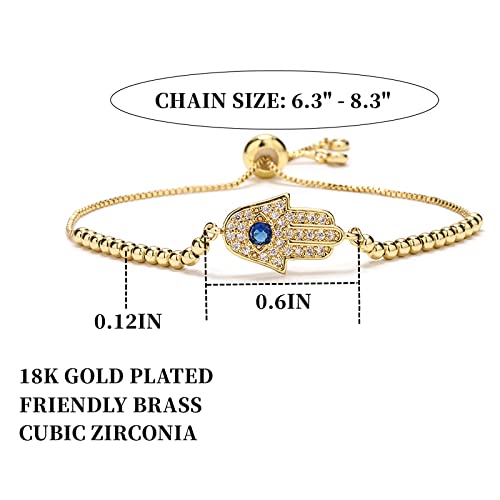 Gold Hamsa Evil Eye Protection Bracelet for Women