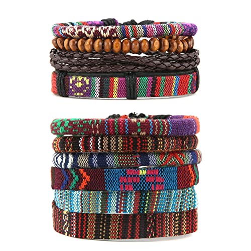 Handmade Braided Leather Bohemian Bracelet Set