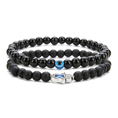 Handmade Black Agate Beads Evil Eye Bracelets