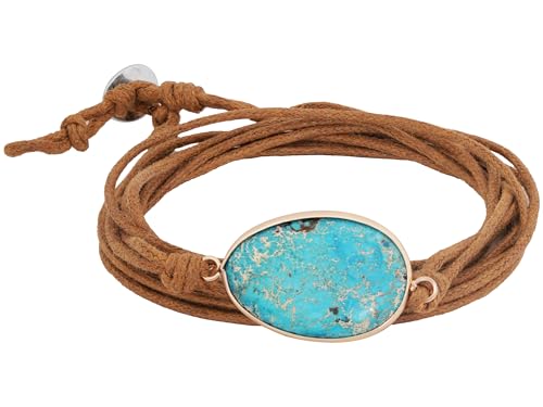 Turquoise Pendant Leather Wrap Bracelet for Women