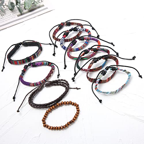 Handmade Braided Leather Bohemian Bracelet Set