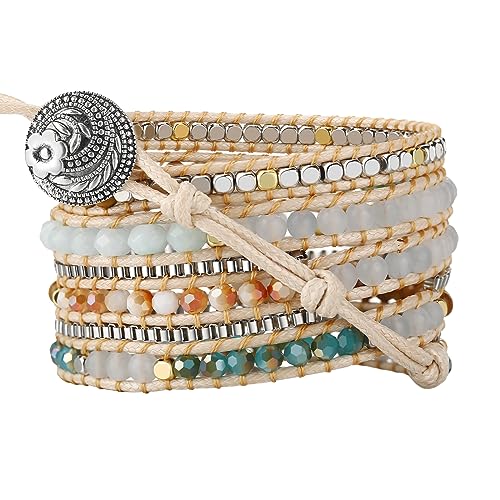 Handmade Boho Adjustable 5 Wrap Chakra Bracelet