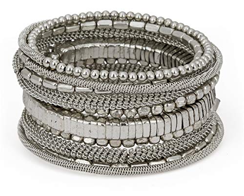 Handmade Silver Bohemian Coil Bracelet for Women
