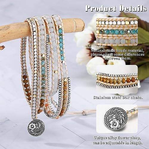 Handmade Boho 5 Wrap Bead Chakra Bracelet