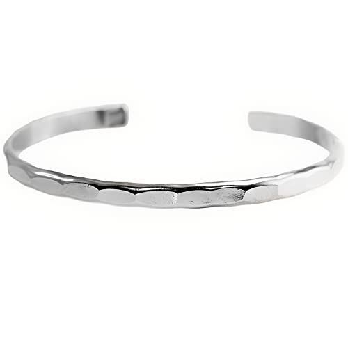Hammered Solid Silver Wide Cuff Bracelet